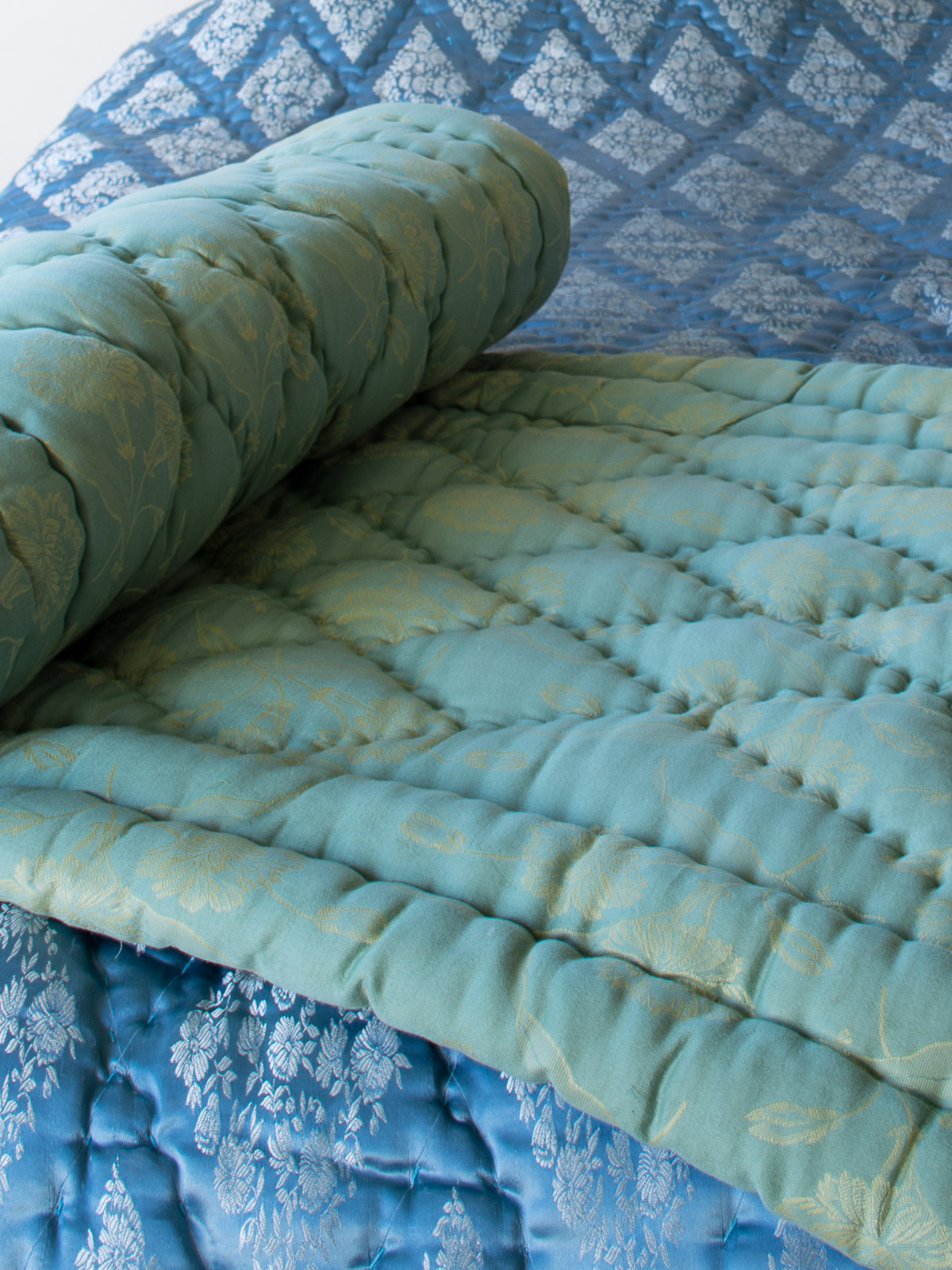 quilted mattress, green with yellow 180x70cm
